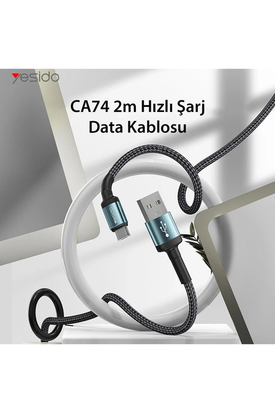 CA74 1.2M 2.4A Hasırlı Usb to Lightning Hızlı Şarj Kablosu 8