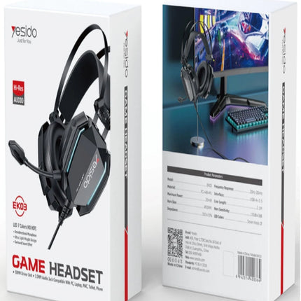 EK03 Kafaüstü Kablolu RGB Gaming Kulaklık 3