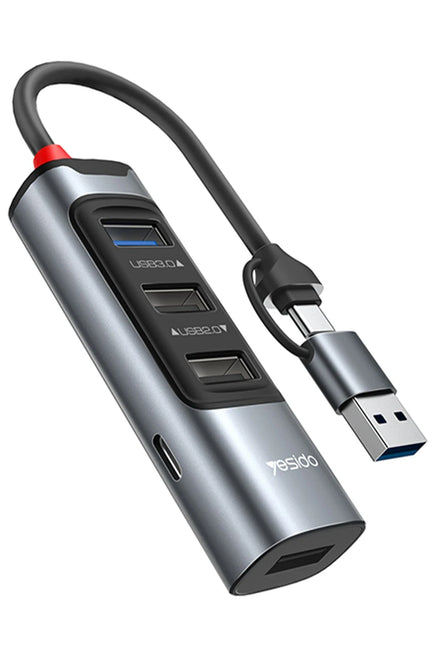 HB20 5in1 1 Adet USB 3.0 / 2 Adet Usb 2.0 / 1 Adet 100W Type-C Çıkışlı Usb ve Type-C Girişli Hub Dönüştürücü