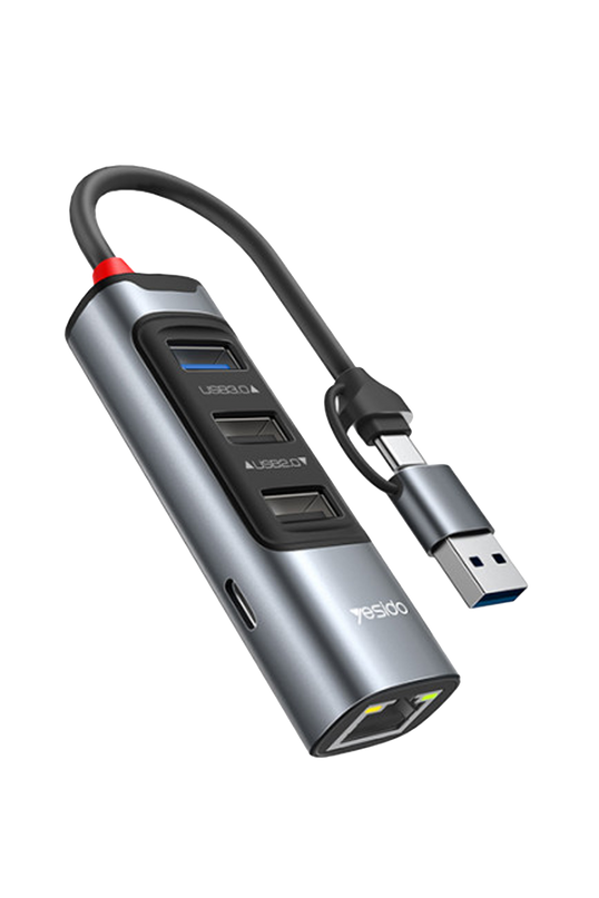 HB21 5in2 100W PD RJ45 USB Type-C Girişli Hub Dönüştürücü