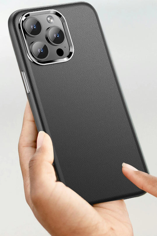 iPhone 14 Pro Max PC09 Elegance Deri Magsafe Kapak Kılıf - Siyah 3