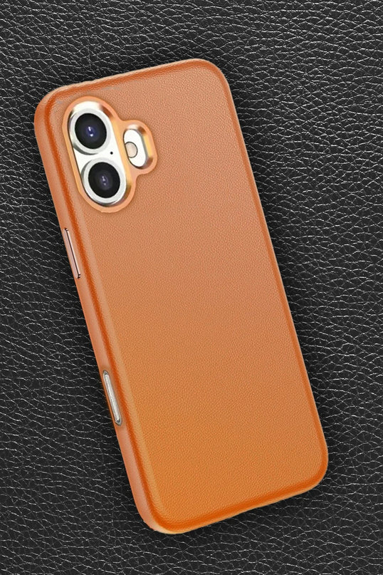 iPhone 16 Plus PC09 Elegance Deri Magsafe Kapak Kılıf - Turuncu 2