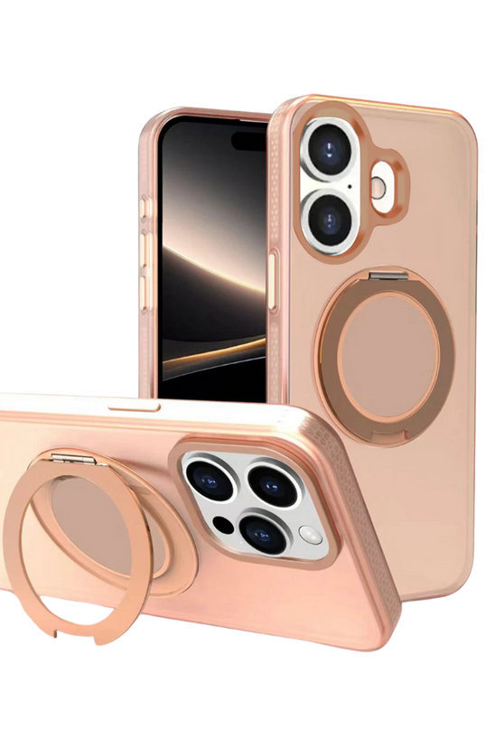 iPhone 16 Plus PC17 Roza Magsafe Standlı Kapak Kılıf - Çöl Titanyum