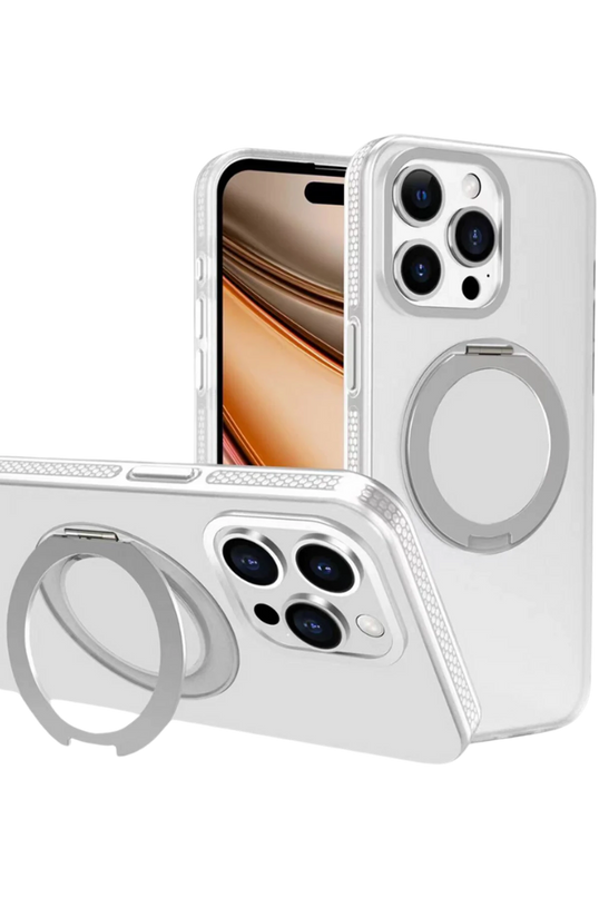 iPhone 16 Pro Max PC17 Roza Magsafe Standlı Kapak Kılıf - Beyaz