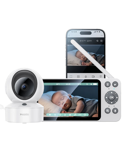 KM28 Ağlama Tespit ve Gece Görüş Özellikli 1080P Wifi Monitörlü Akıllı Bebek Takip Kamerası
