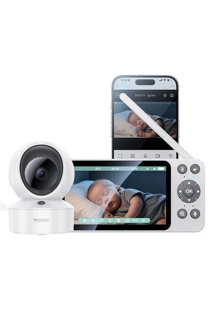 KM28 Ağlama Tespit ve Gece Görüş Özellikli 1080P Wifi Monitörlü Akıllı Bebek Takip Kamerası