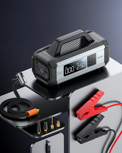 VC13 Dijital Göstergeli 10.000 mAh Bataryalı Led Acil Durum Fenerli Akü Takviye Özellikli Kablosuz Hava Kompresörü 3