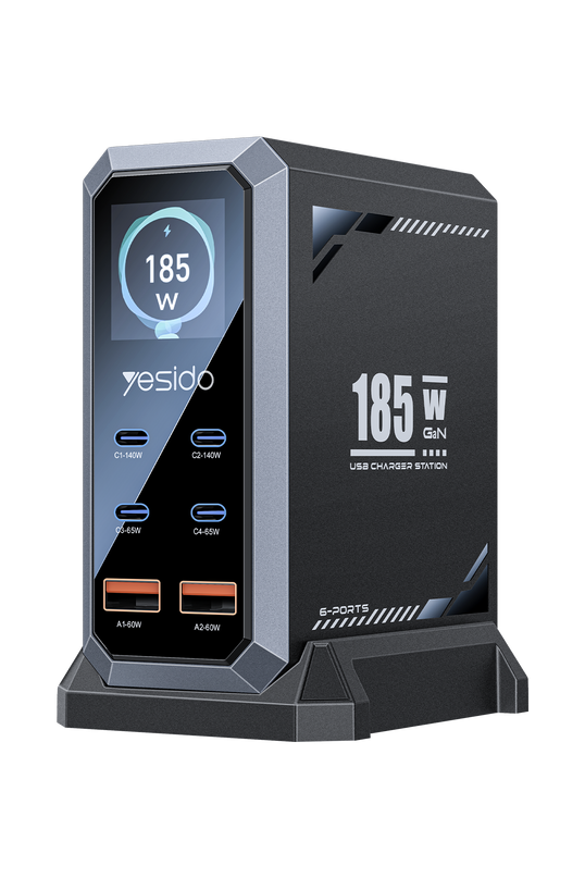 YC118 EU 185W 6 Portlu Masaüstü GaN Şarj Cihazı