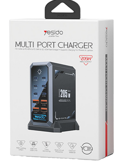 YC119 EU 205W 10 Portlu GaN Hızlı Şarj Cihazı 6