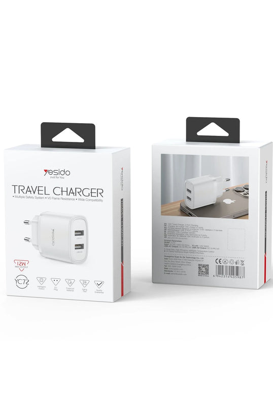 YC72 2 Adet 12W USB Çıkışlı Hızlı Şarj Cihazı 2