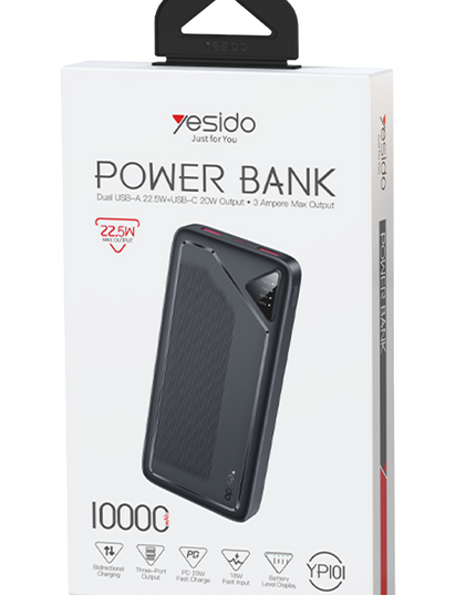 YP101 10000mAh 22.5W PD Hızlı Şarjlı LED Göstergeli Powerbank 5