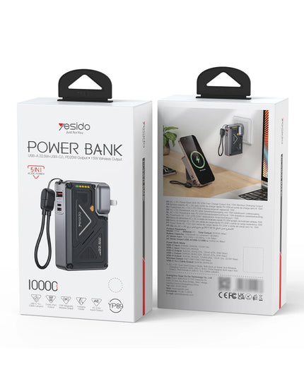 YP89 Akım Korumalı ve Stantlı 10.000 mAh 5in1 22.5W PD ve 15W Kablosuz Hızlı Şarj Destekli Magsafe Powerbank 7