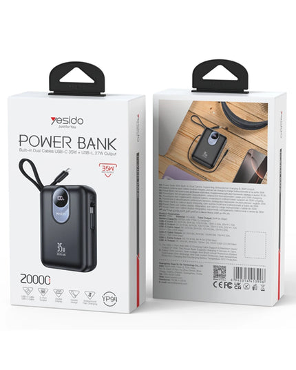 YP94 Dijital Göstergeli 20.000 mAh 35W Hızlı Şarj Destekli Çift Kablolu Powerbank 7