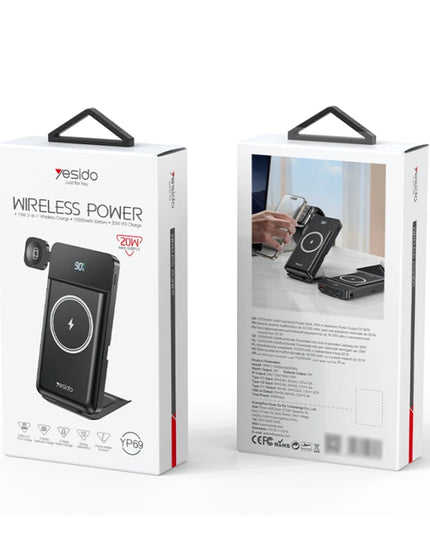 YP69 10.000 mAh Led Göstergeli Çok Fonksiyonlu 20W PD Kablosuz Magsafe Powerbank 3